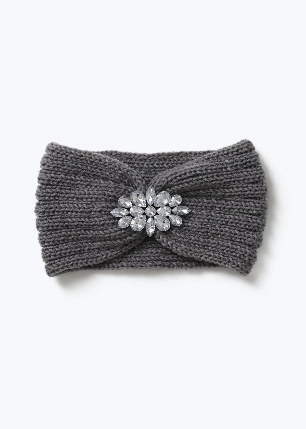 Muse Grey Embellished Knitted Cosy Headband - One Size Image 1