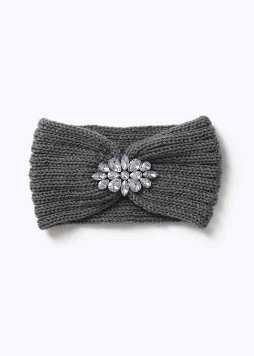 Muse Grey Embellished Knitted Cosy Headband - One Size Image 1