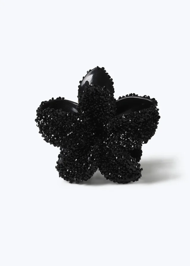 Muse Black Rhinestone Flower Claw Clip