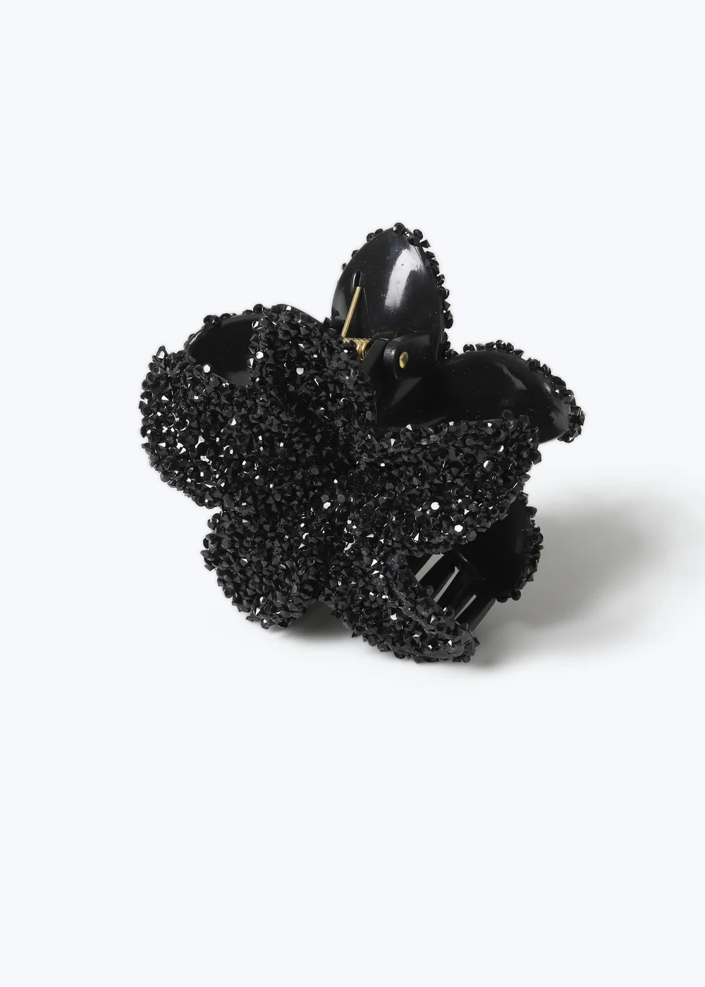 Muse Black Rhinestone Flower Claw Clip - One Size Image 2
