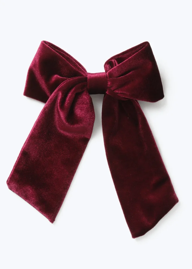 Muse Burgundy Velvet Bow Hair Clip