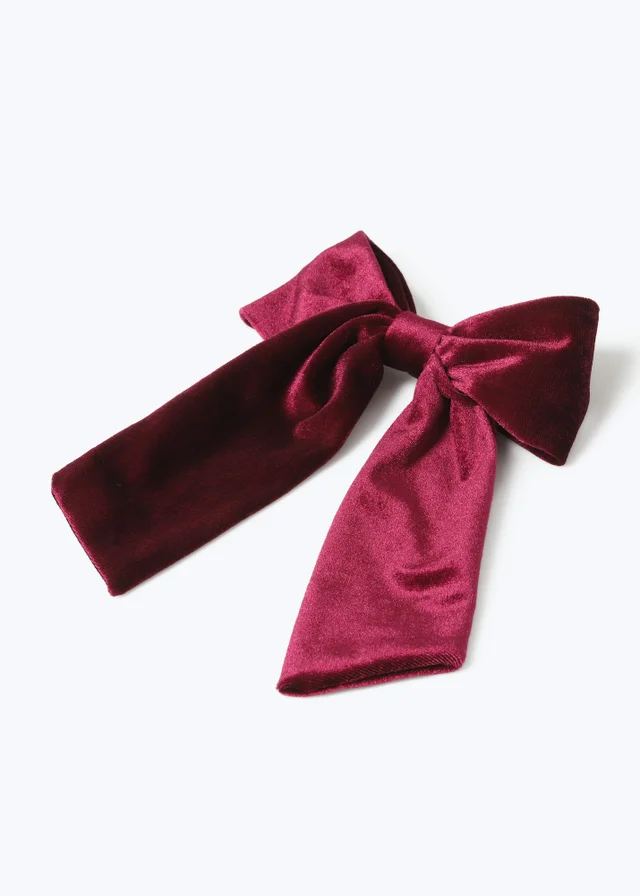 Muse Burgundy Velvet Bow Hair Clip