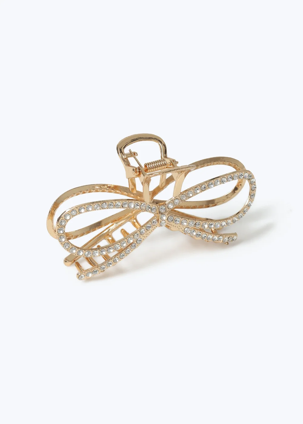 Muse Gold Rhinestone Metal Bow Claw Clip - One Size Image 2