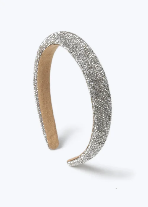 Flitzy Silver Rhinestone Padded Head Band - One Size Image 1