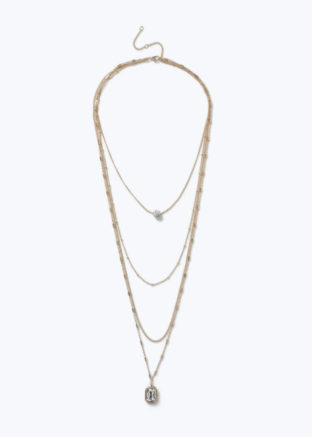 Muse Gold Multirow Rhinestone Necklace - One Size Image 1