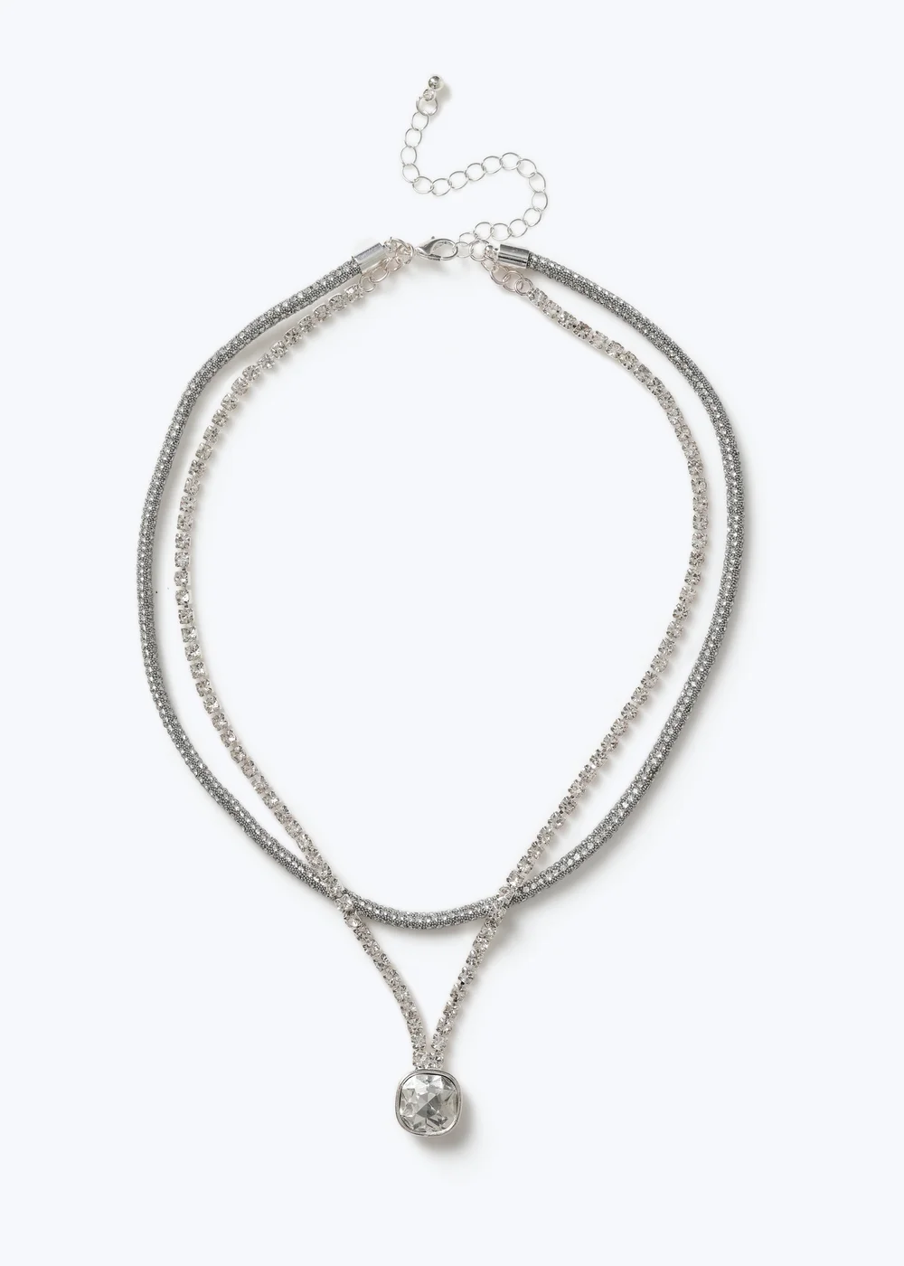Muse Silver Multi Row Necklace - One Size Image 1