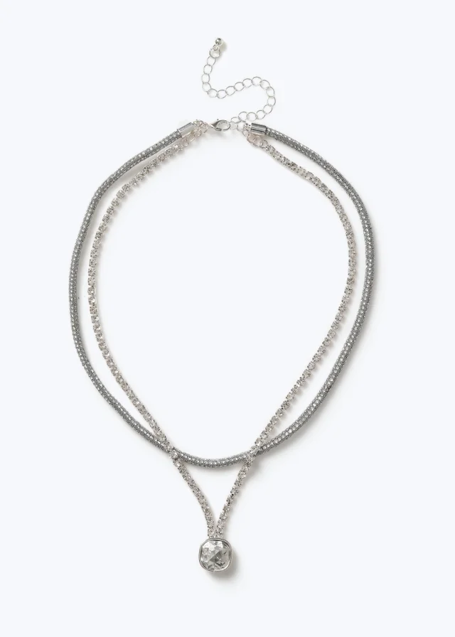 Muse Silver Multi Row Necklace