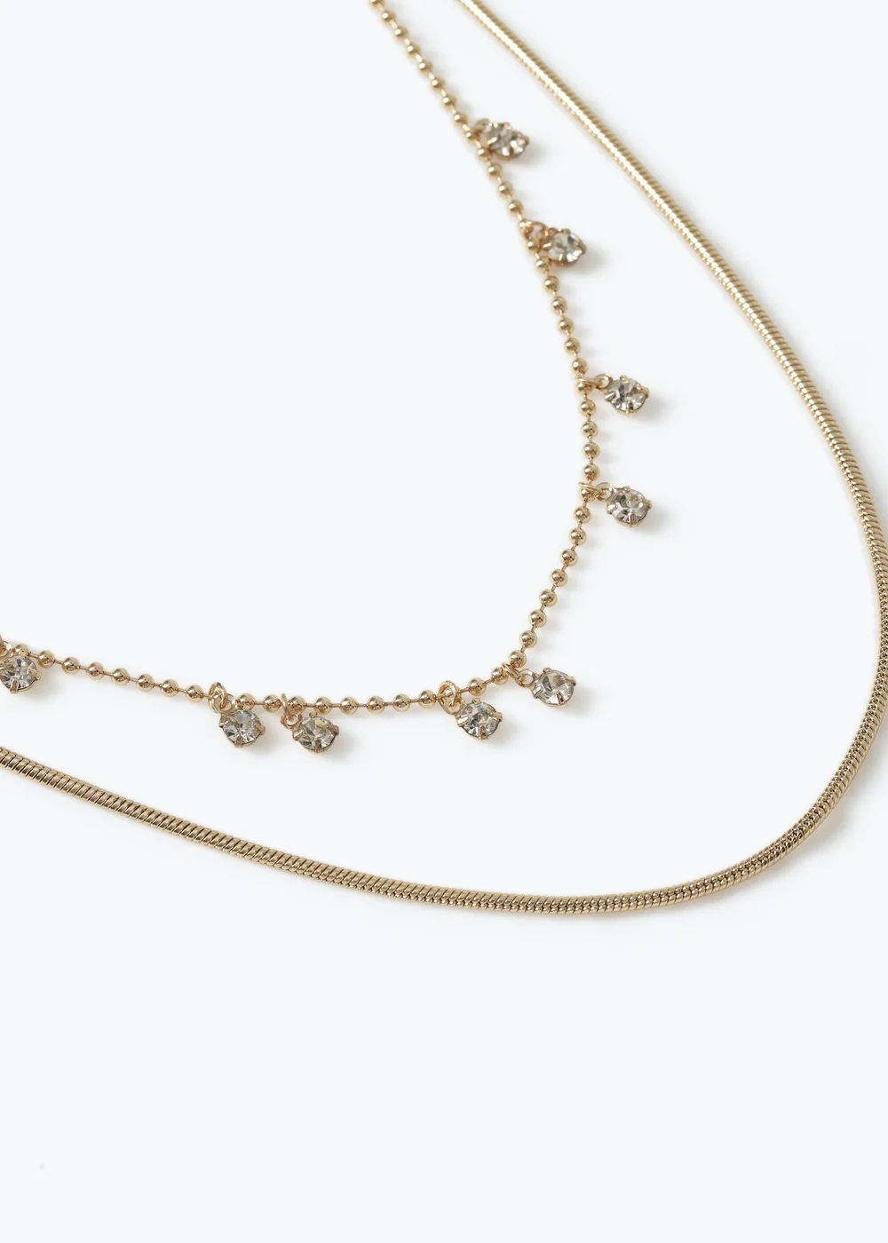 Muse Gold Rhinestone Charm Multirow Necklace - One Size Image 2