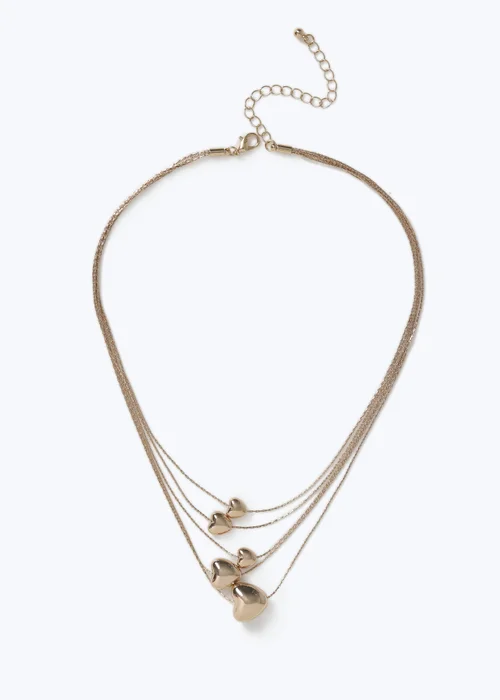 Muse Gold Heart 5 Row Multirow Necklace - One Size Image 1