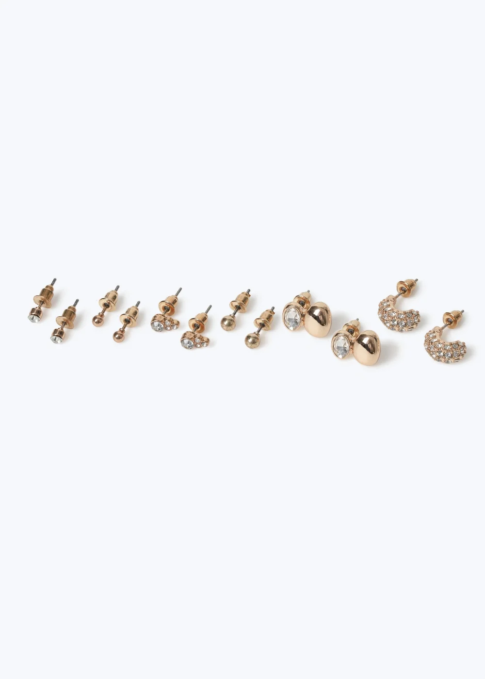 Muse 6 Pack Gold Rhinestone Mixed Stud Earrings - One Size Image 2