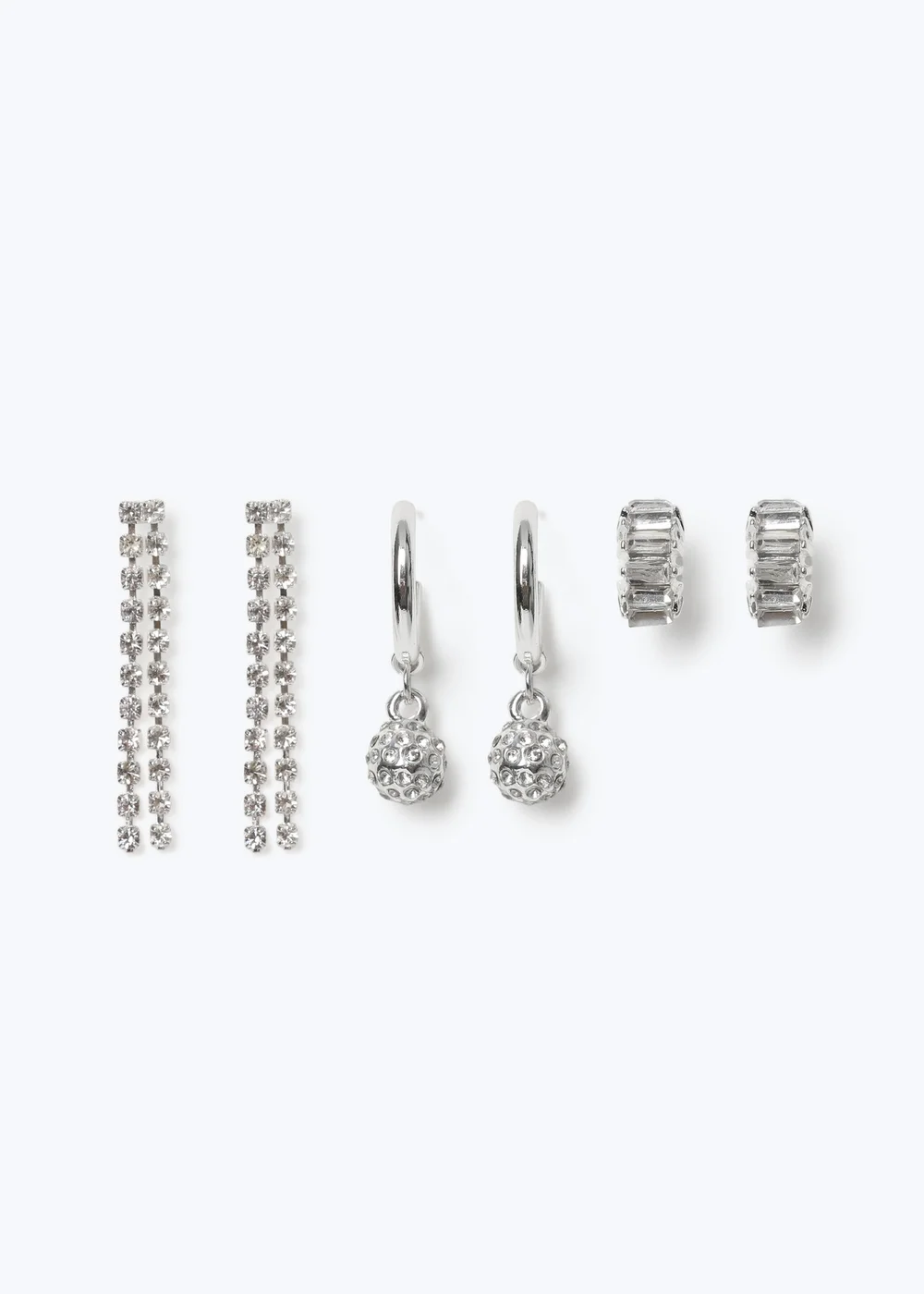 Muse 3 Pack Silver Cupchain Drop and Hoop Earrings - One Size Image 1