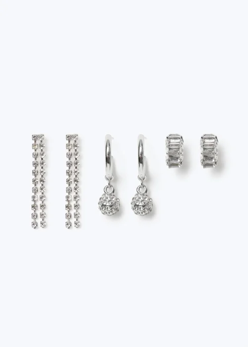 Muse 3 Pack Silver Cupchain Drop and Hoop Earrings - One Size Image 1