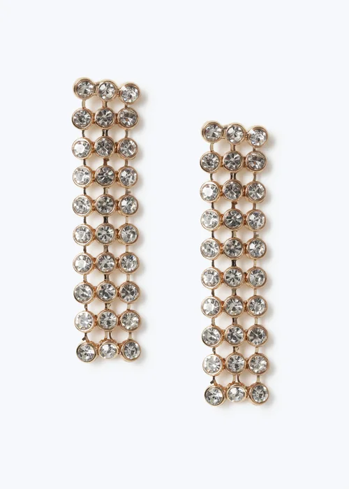 Muse Gold Round Stone Drop Earrings - One Size Image 1
