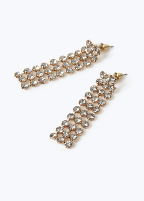 Muse Gold Round Stone Drop Earrings - One Size Image 2