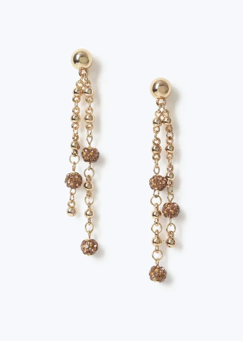 Muse Gold Shambala Ball Chain Drop Earrings - One Size Image 1