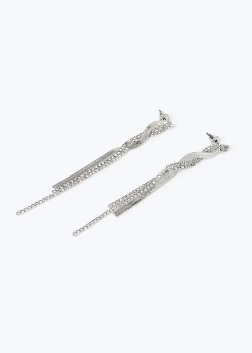 Muse Silver Snake and Cupchain Twist Drop Earrings - One Size Image 2