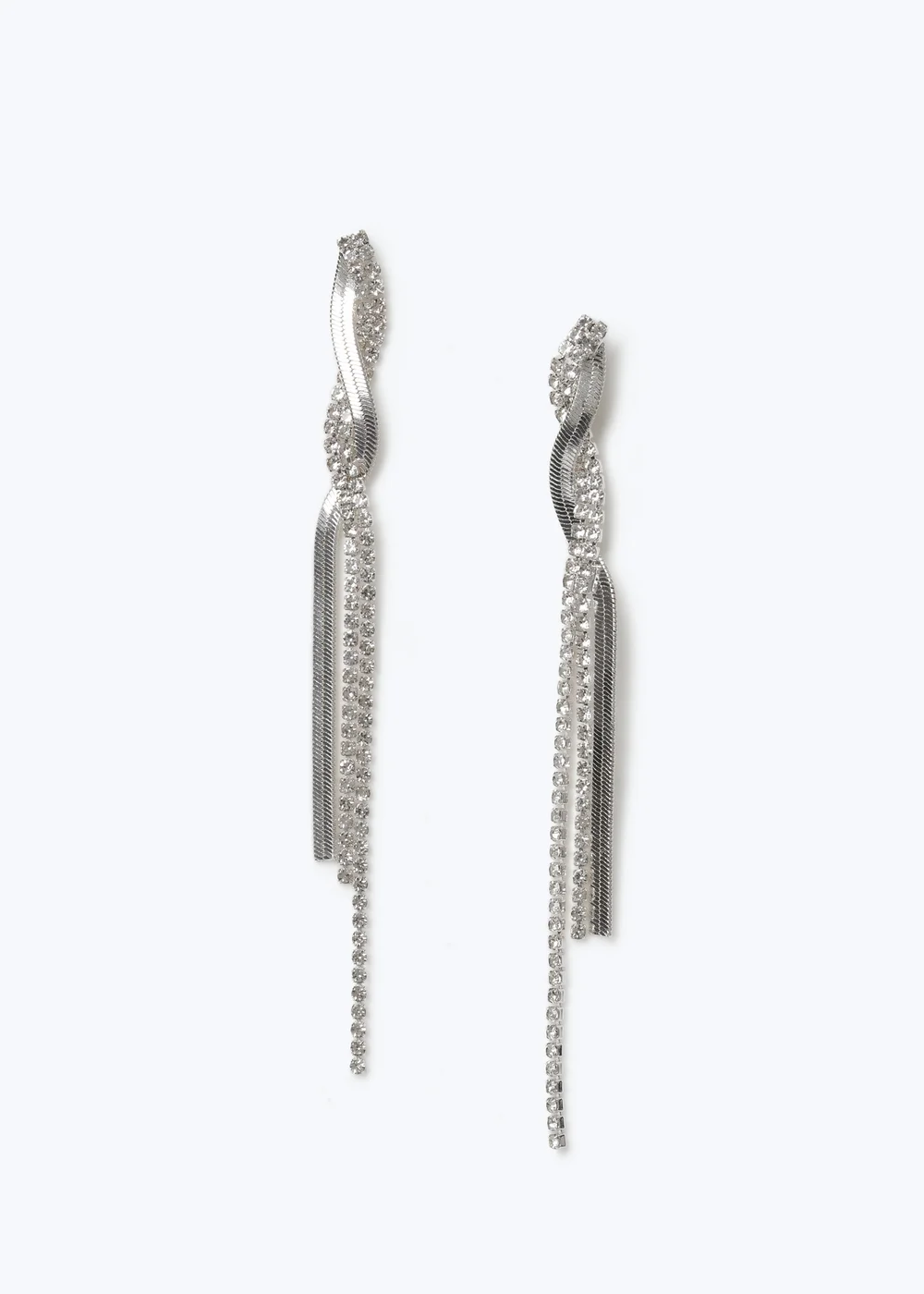Muse Silver Snake and Cupchain Twist Drop Earrings - One Size Image 1