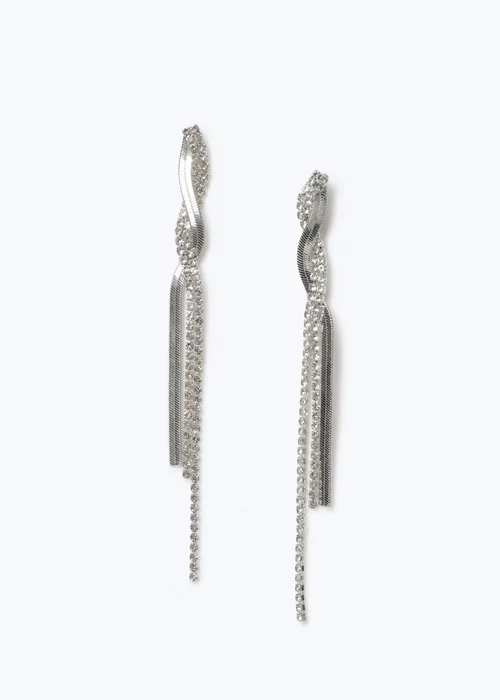 Muse Silver Snake and Cupchain Twist Drop Earrings - One Size Image 1