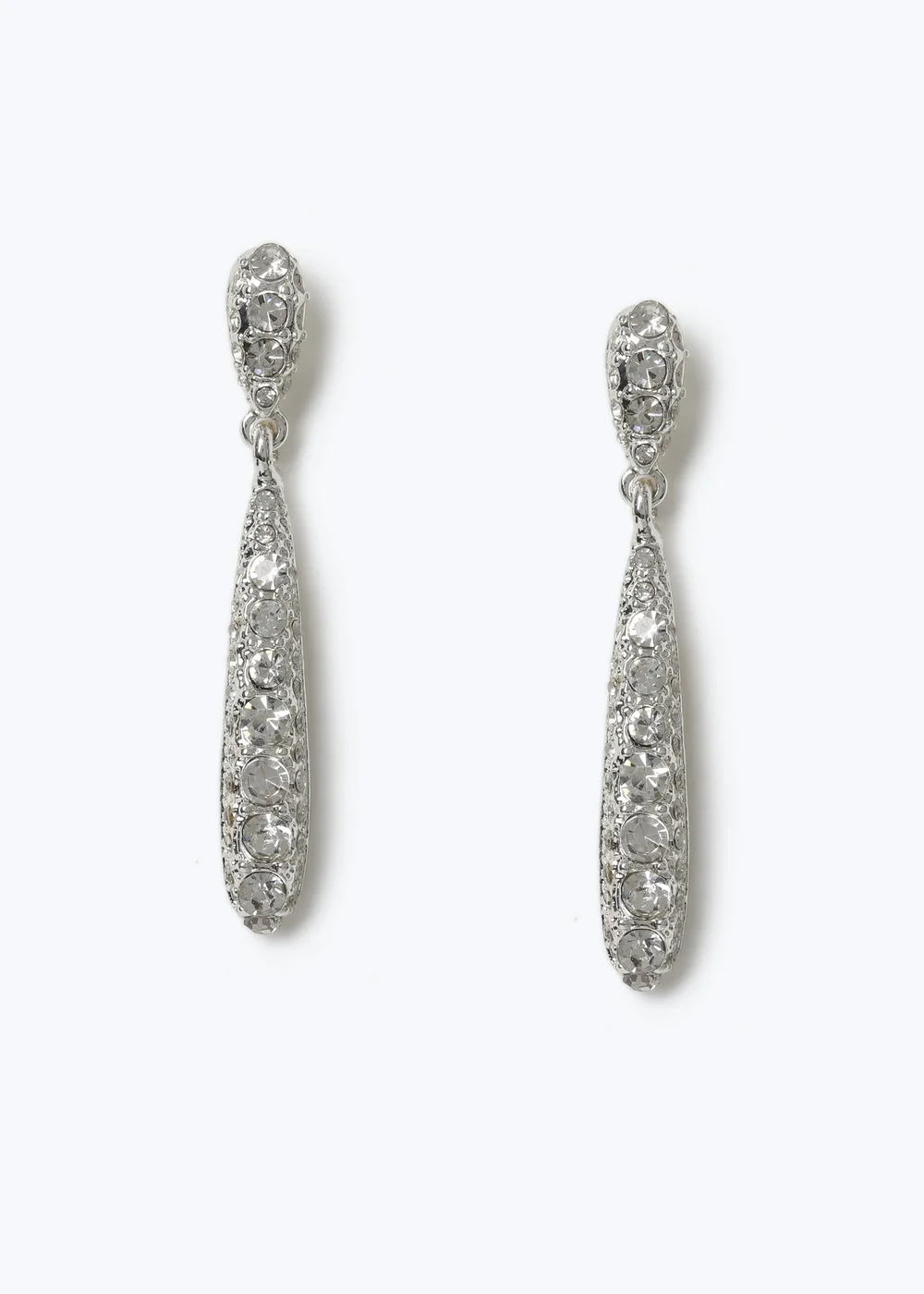 Muse Silver Sparkle Elongated Drop Earrings - One Size Image 1