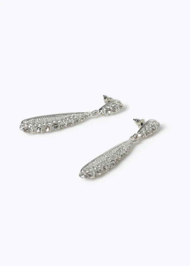 Muse Silver Sparkle Elongated Drop Earrings