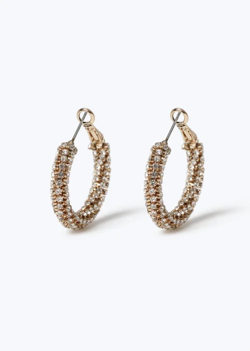 Muse Gold Rhinestone Hoop Earrings - One Size Image 1