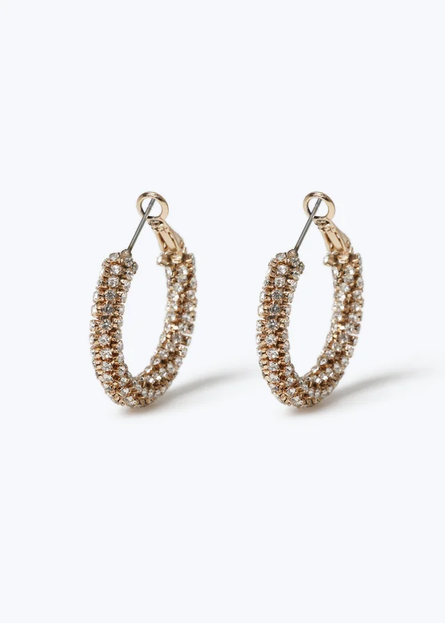 Muse Gold Rhinestone Hoop Earrings
