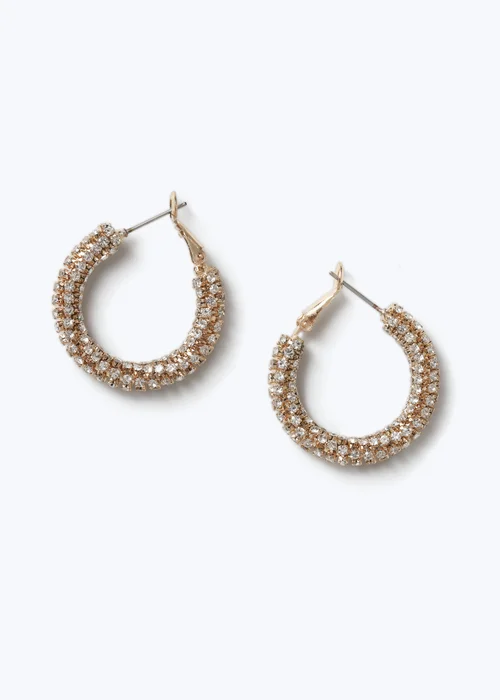 Muse Gold Rhinestone Hoop Earrings - One Size Image 2