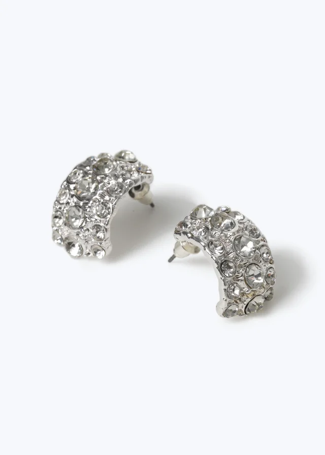 Muse Silver Chunky Sparkle Stud Earrings