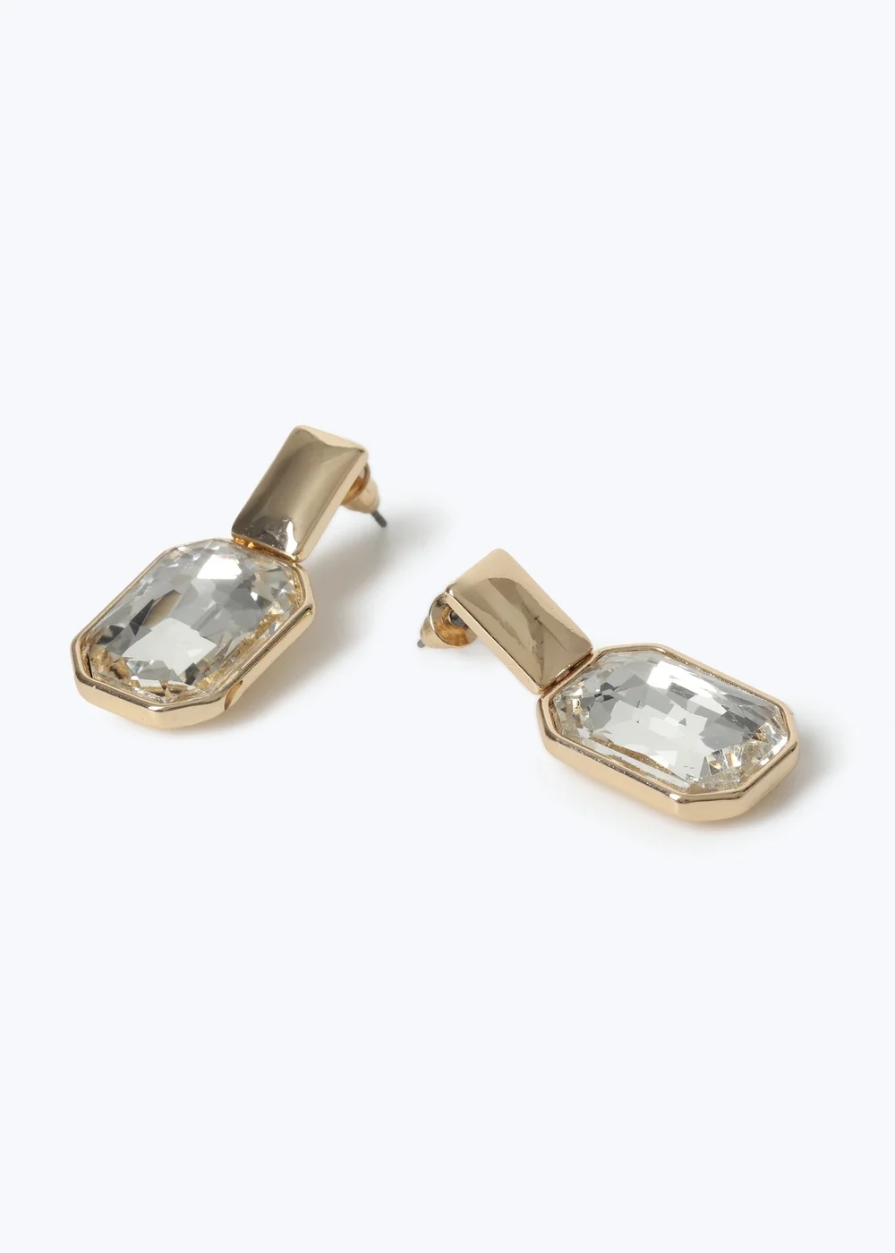 Muse Gold Crystal Rectangle Drop Earrings - One Size Image 1
