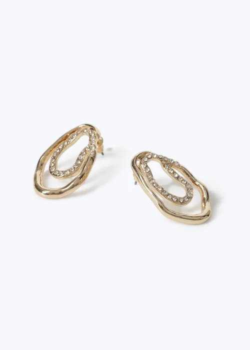 Muse Gold Irregular Shape Rhinestone Earrings - One Size Image 2