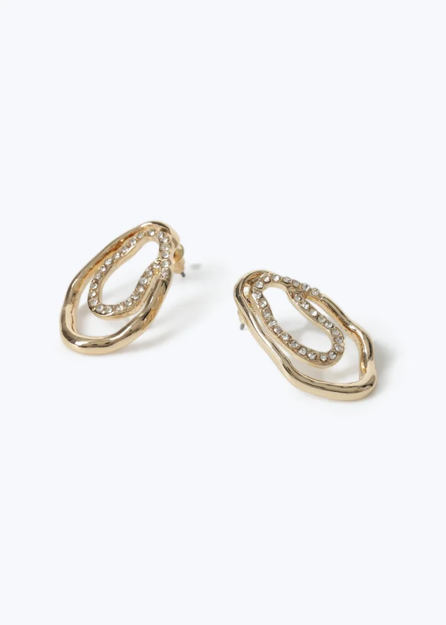Muse Gold Irregular Shape Rhinestone Earrings