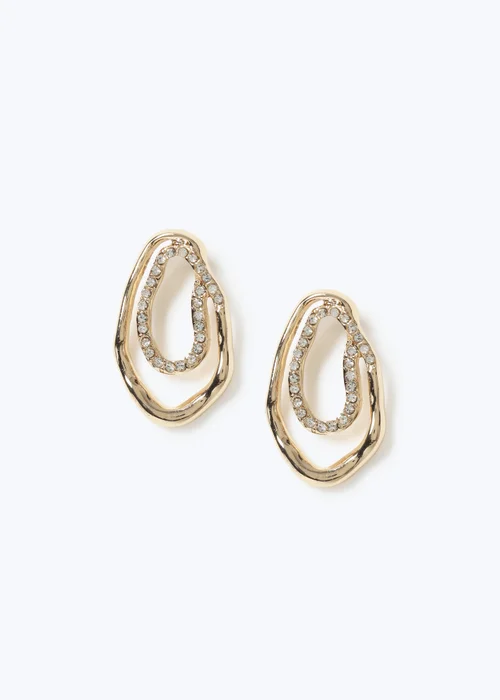 Muse Gold Irregular Shape Rhinestone Earrings - One Size Image 1
