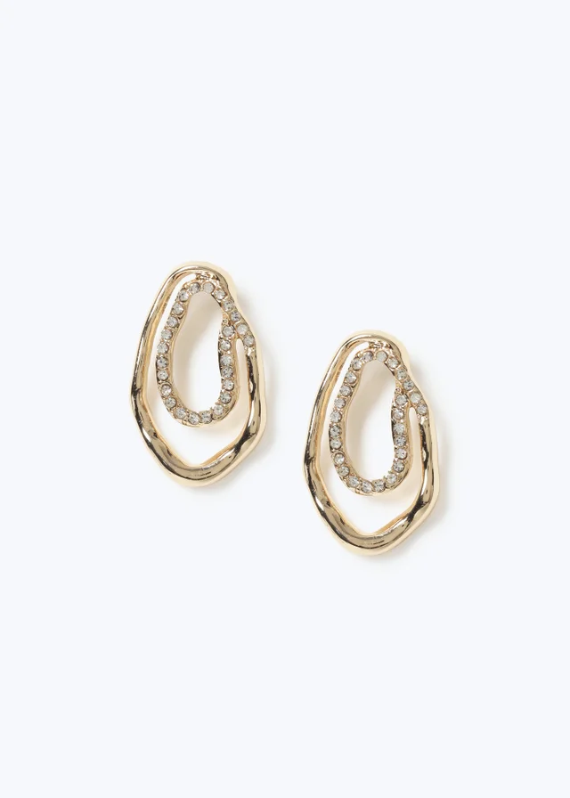 Muse Gold Irregular Shape Rhinestone Earrings