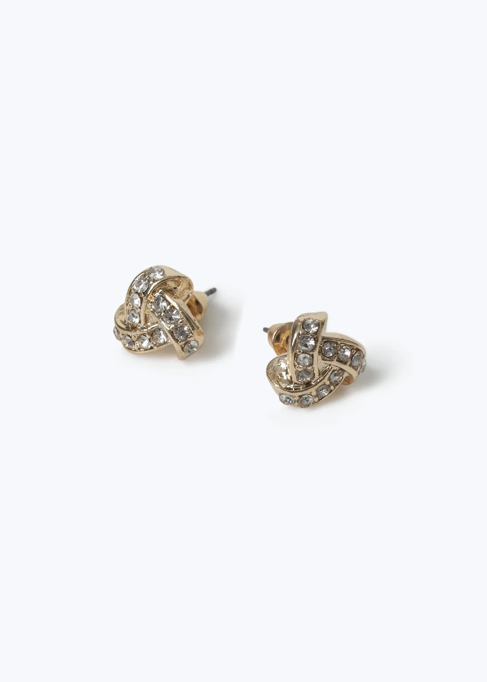 Muse Gold Mini Rhinestone Knot Stud Earrings - One Size Image 2