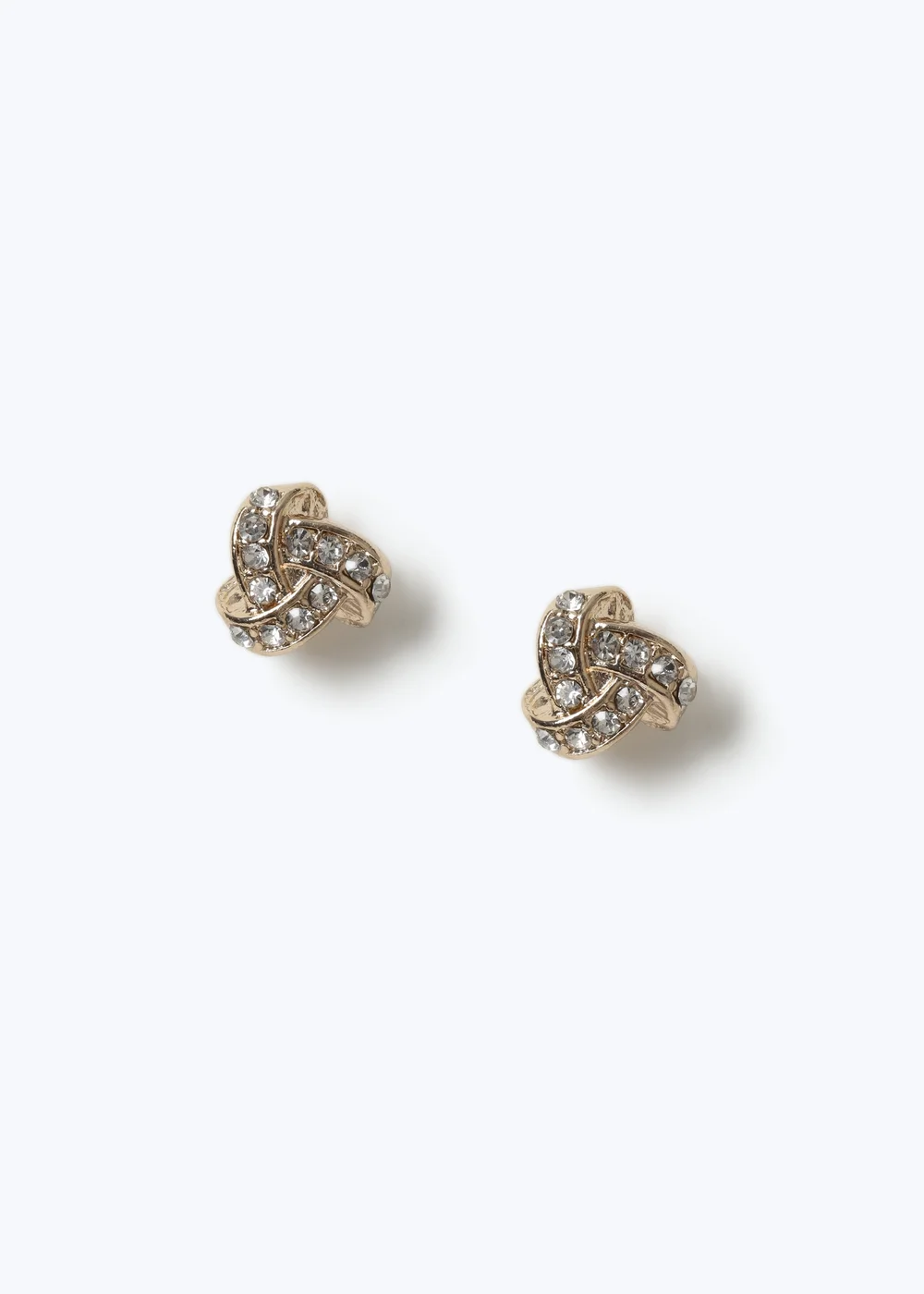 Muse Gold Mini Rhinestone Knot Stud Earrings - One Size Image 1
