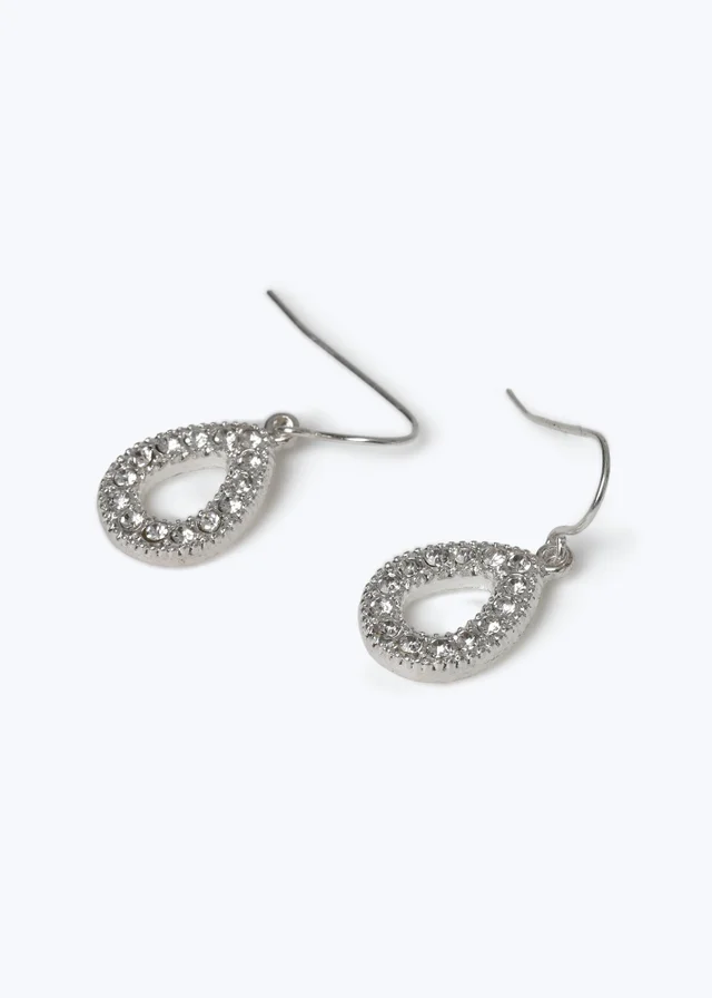 Muse Silver Pear Shape Fishhook Earrings