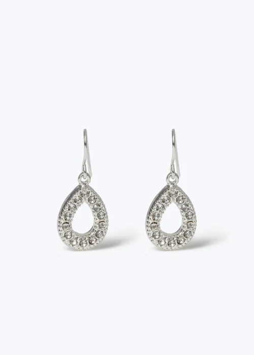 Muse Silver Pear Shape Fishhook Earrings - One Size Image 1