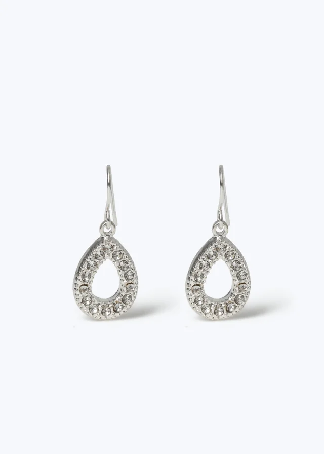 Muse Silver Pear Shape Fishhook Earrings