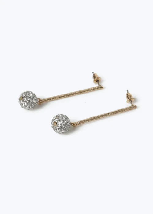 Muse Gold Crystal Stick Drop Earrings - One Size Image 2