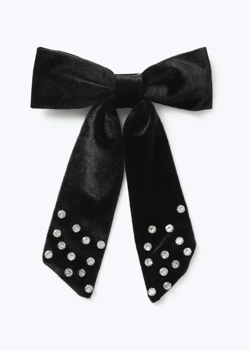 Muse Black Rhinestone Velvet Bow - One Size Image 1