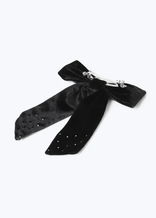 Muse Black Rhinestone Velvet Bow - One Size Image 3