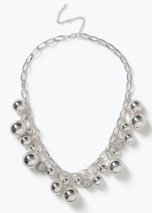 Muse Silver Shambala Ball Statement Necklace