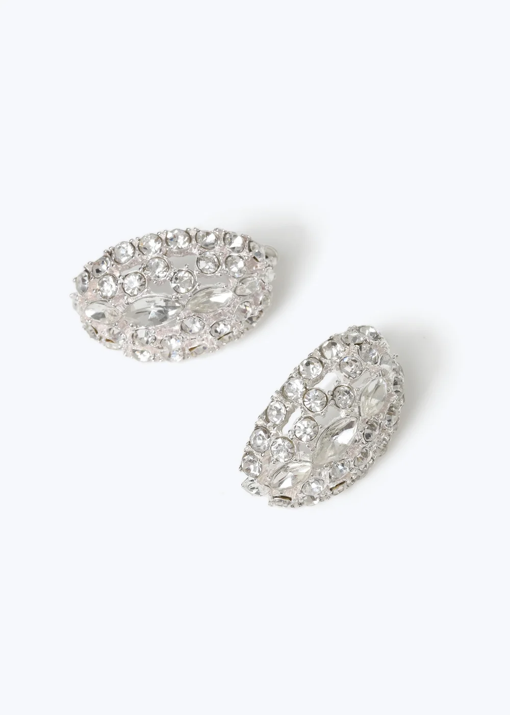 Muse Silver Rhinestone Oversized Stud Earrings - One Size Image 2