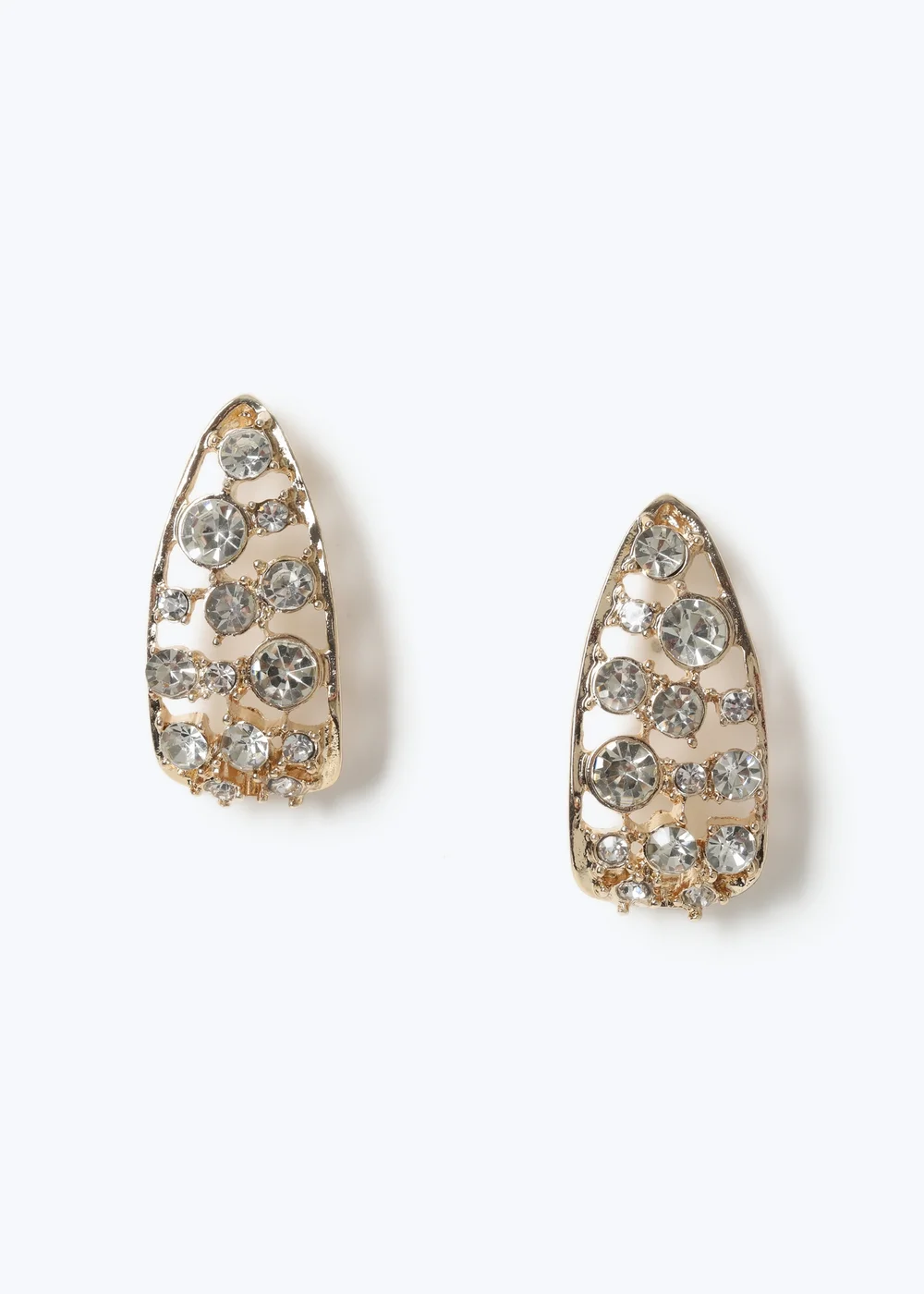 Muse Gold Teardrop Rhinestone Oversized Studs - One Size Image 1