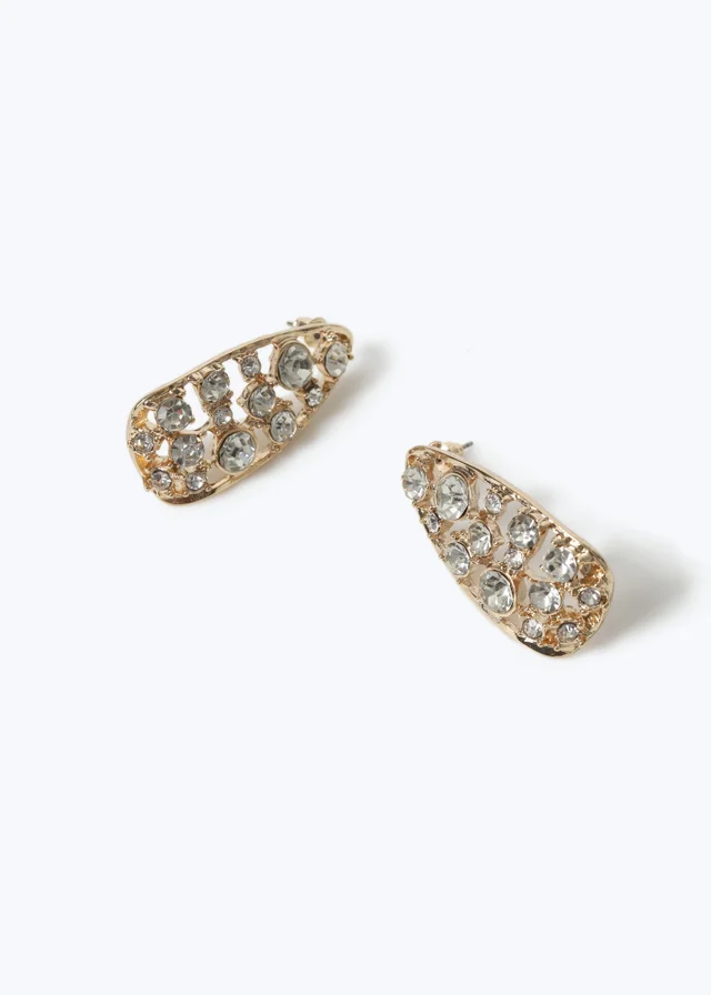 Muse Gold Teardrop Rhinestone Oversized Studs