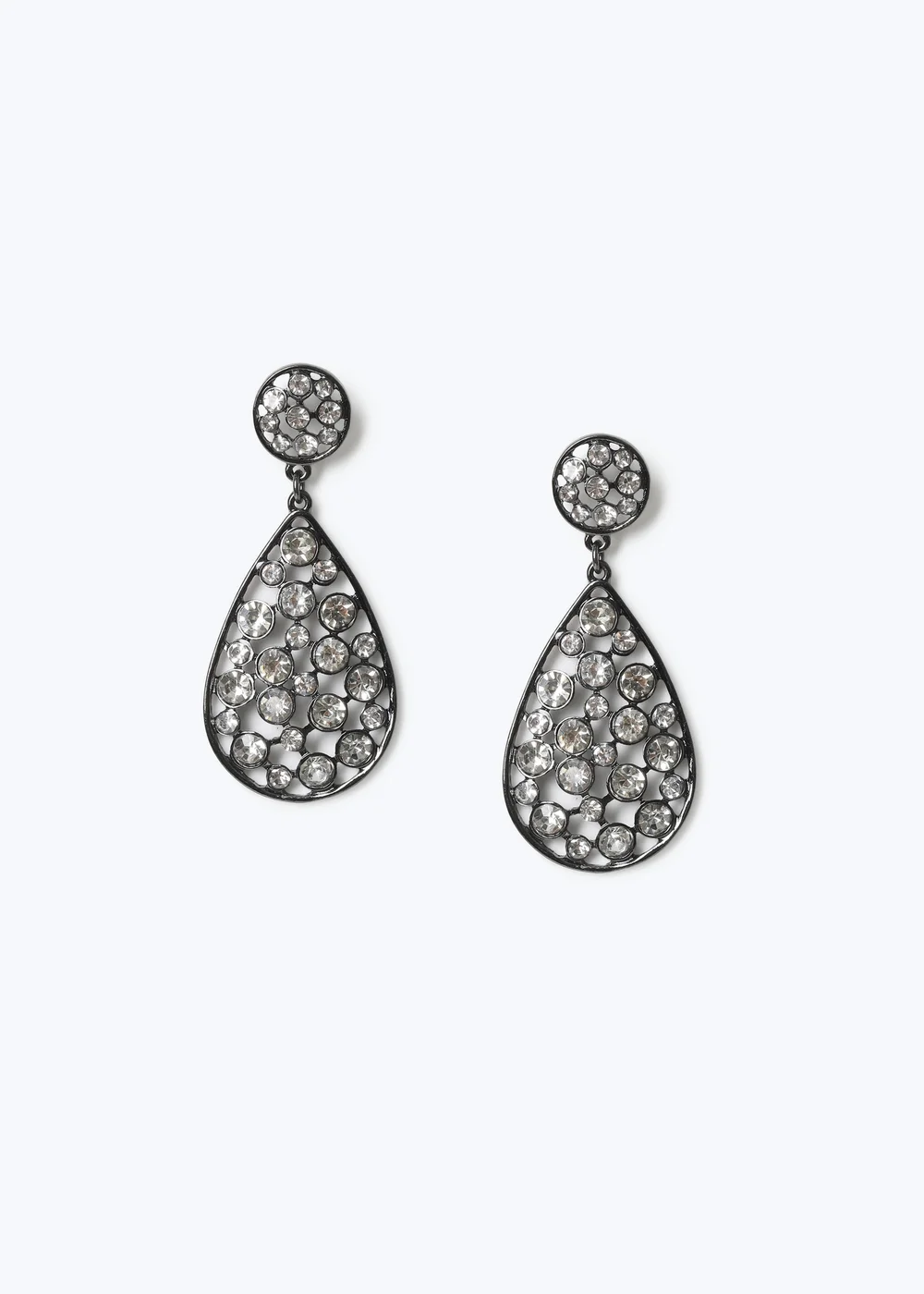 Muse Gunmetal Rhinestone Teardrop Earrings - One Size Image 1