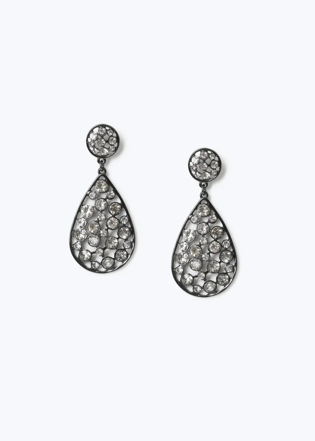 Muse Gunmetal Rhinestone Teardrop Earrings