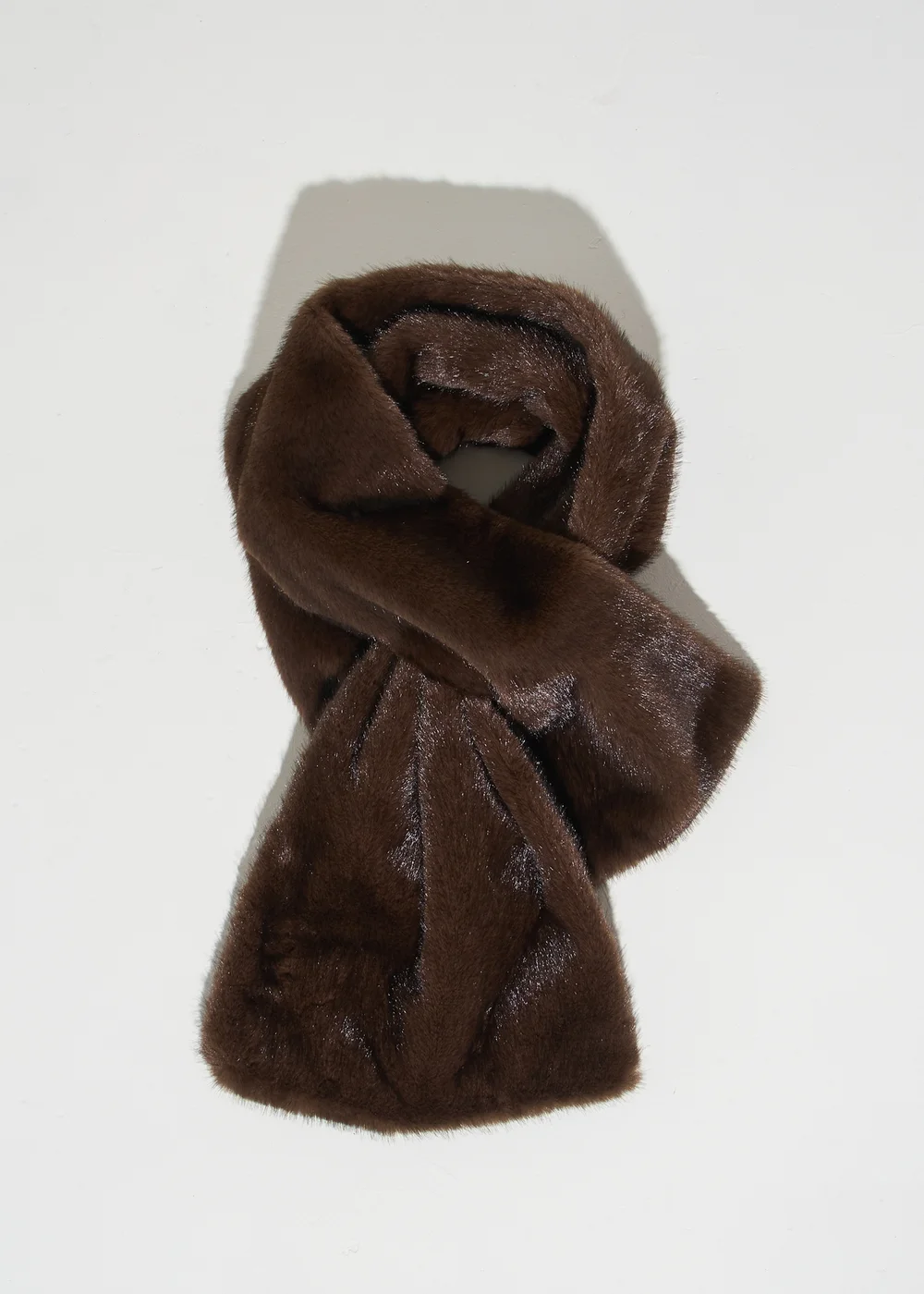 Gini London Brown Faux Fur Stole - One Size Image 3