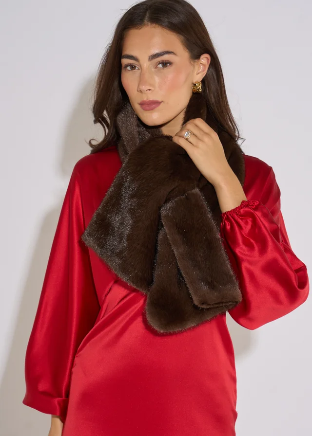 Gini London Brown Faux Fur Stole