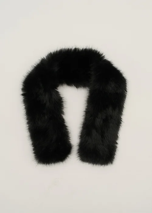 Gini London Black Two Tone Faux Fur Stole - One Size Image 2